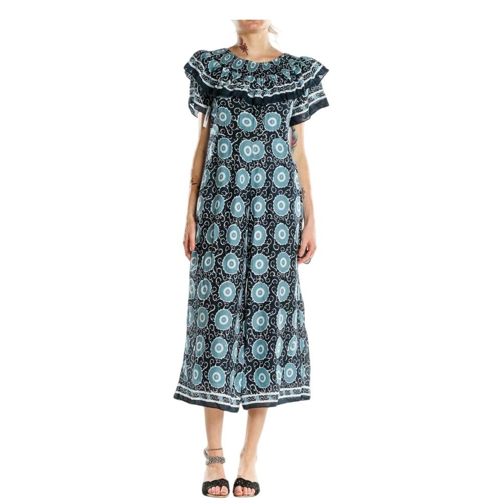 Kopal Suzani Off Shoulder Jumpsuit Wide Leg Ruffled Boho Small Vacation